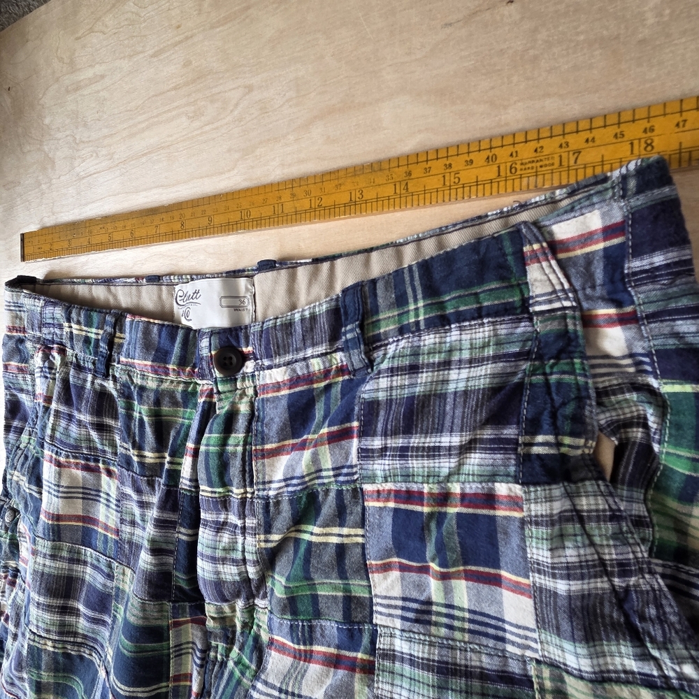 Cluett Patchwork Plaid Madras Cotton Men's Shorts 36 - Picture 9 of 12